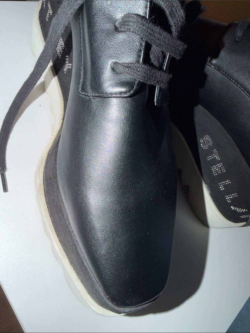 Stella McCartney Black Platform Lace-Up Oxfords with Embellished Branding - Picture 10 of 16